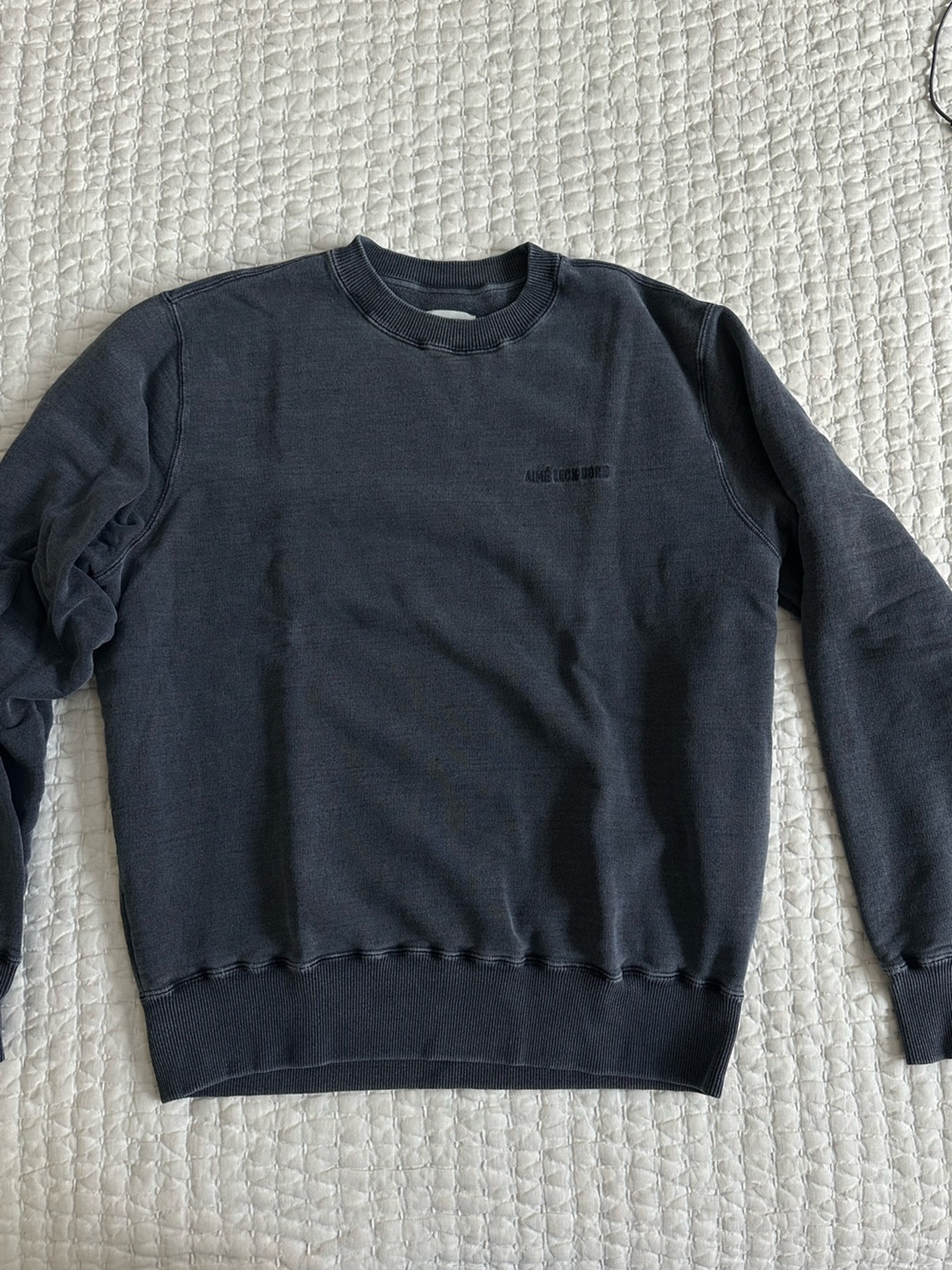 Aime Leon Dore blue stonewash terry cloth sweatshirt